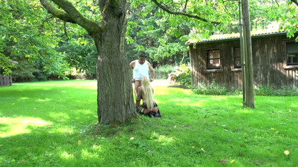 German Porn: Cô bé tóc vàng xăm mình ngoài trời dp fuck...