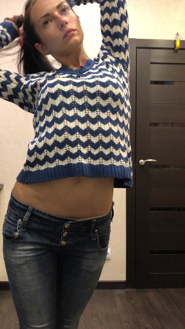 Princess Monica: Stretch Test Belly Showing in 3 Sweaters