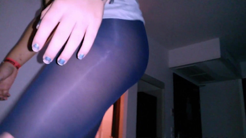Nylon Xtreme: Masked teen blowjob with purple pantyhose