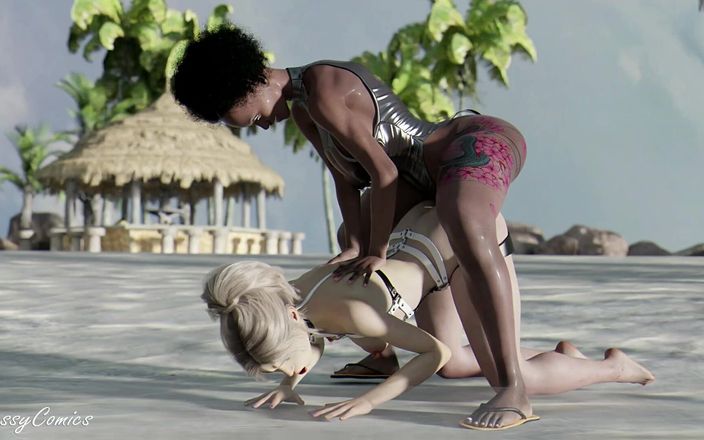 Sassy Comics Trans: Magra universitária anal fodida na praia por grande rabo ébano trans...