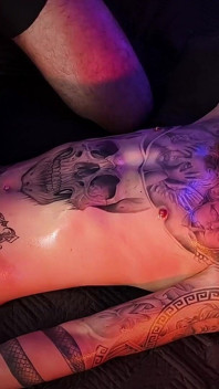 Camilo Brown Giving an Intense Oil Handjob to Hot Tattooed Twink Inked Mike
