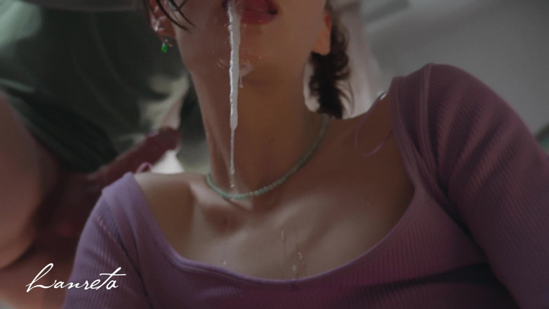 Lanreta: Homemade Girlfriend Blowjob. Sloppy Face Fucking and Cum in Throat -...