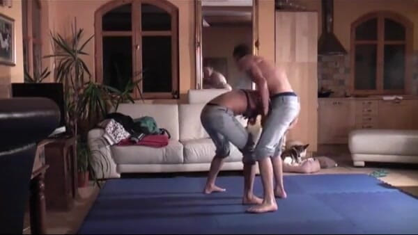 European Lift and Carry Club: Homemade wrestlign action with hot blonde teen