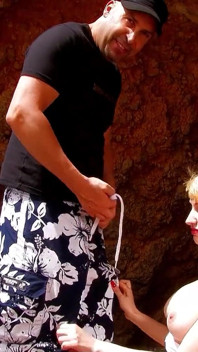 Blonde skinny teen Sofia banged by stepdad on the beach