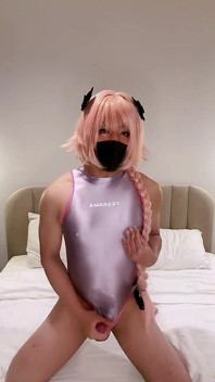 Astolfo Femboy in Tight Swimsuit Squirts and Cums