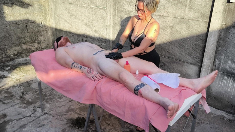 Carmona's films: Nude Massage Outdoors with Hot Blonde