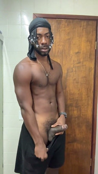 10 Inches Black Guy Masturbating and Cum