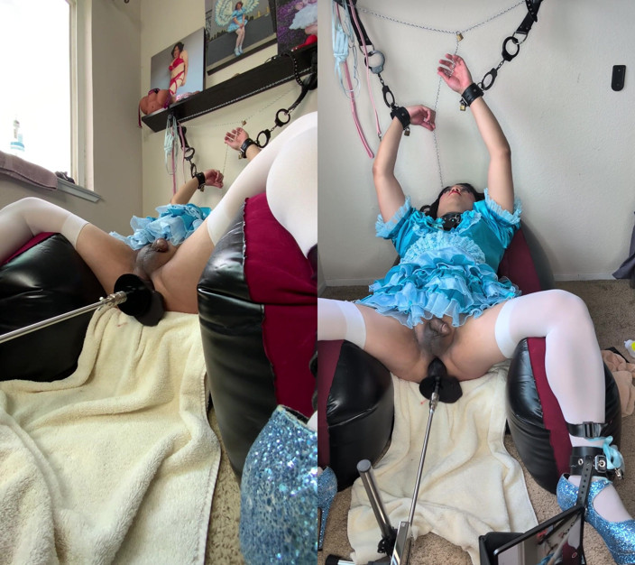 Sissy Candy: Sissy candy auf ihrem aufblasbaren stuhl in selbstbondage mit ihrer...