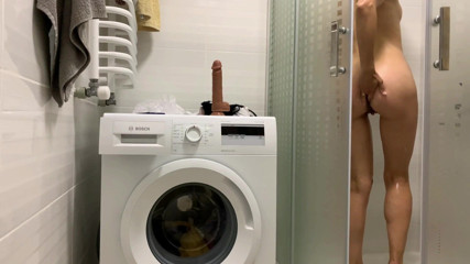 AnnaForia: Russian teen masturbating with dildo in the bathroom while no...