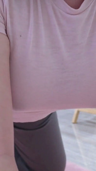 POV a Sexy Hijabi Girl Stretching in Yoga Pants Showing off Big Ass and Cute Pussy