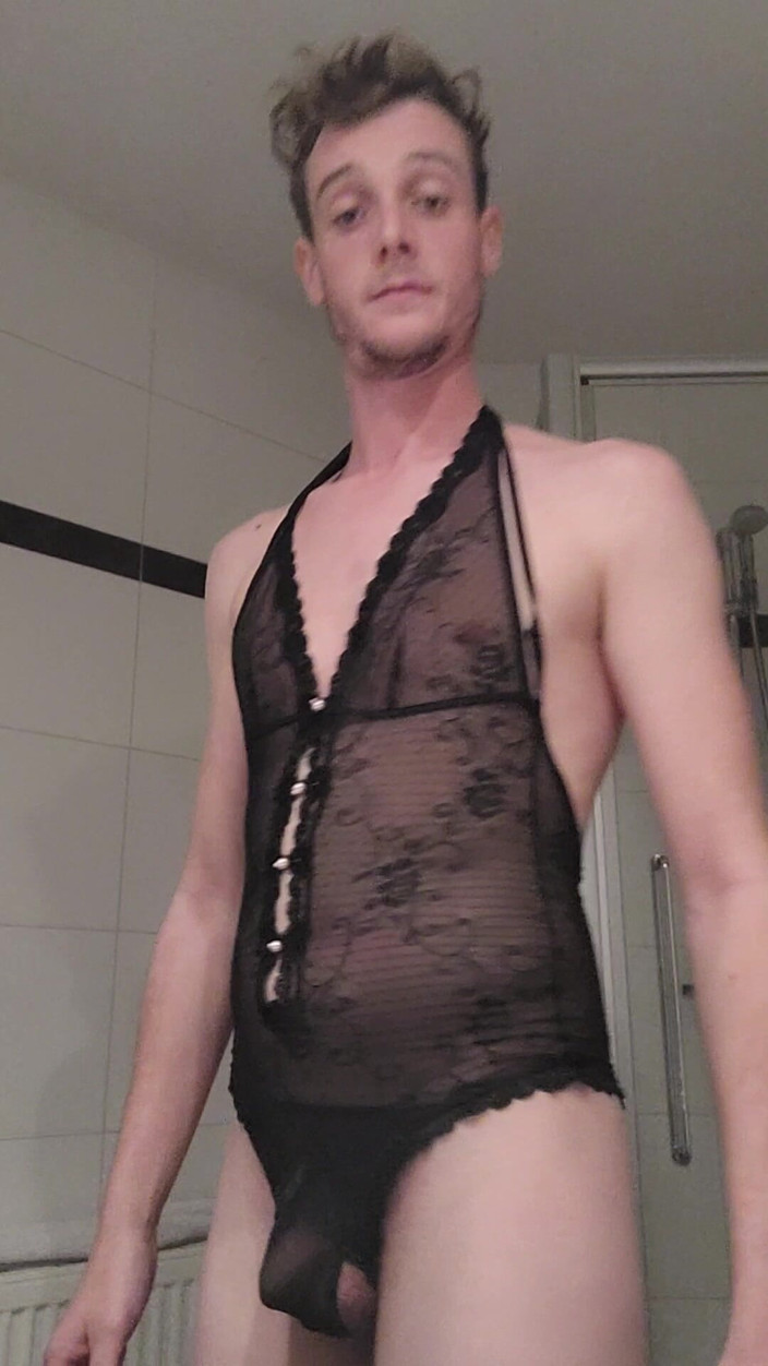 Newboy Straight: Straight Boy in Black Sexy Lingerie