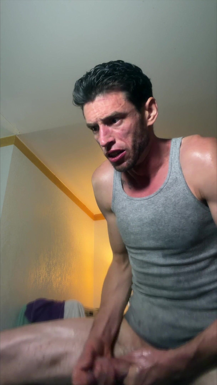 Savage confidence: Sweaty Jerk off See Stain on My Chest with Big...
