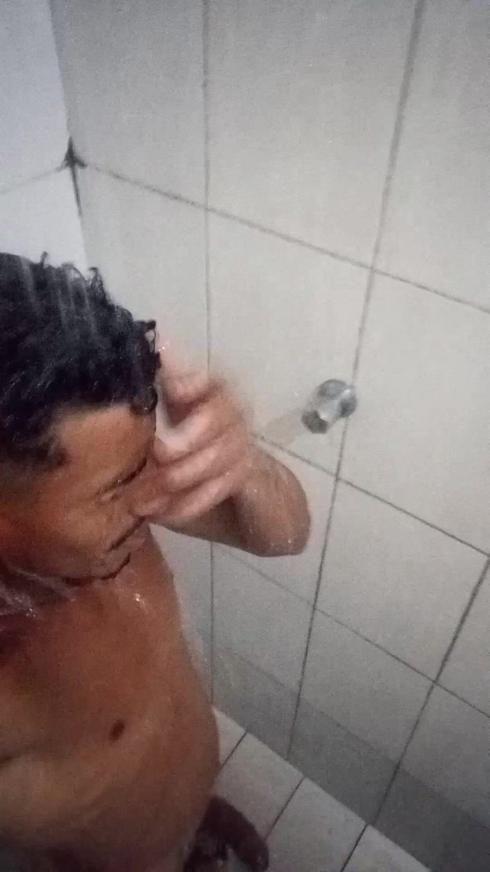 Bruninho Menezes: Brazilian Brunette 16cm Thick in the Shower - Hairy Hard Cock Taking...