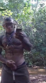 Handjob in the Waterfall Cumming with Soft Cock