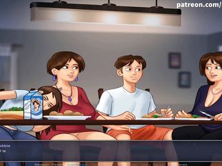 Cartoon Universal: 夏のサガパート52 - 夕食のテーブルの下で勃起(フランス語字幕)