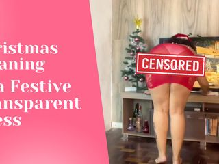 Cutiepiie Chubby: お祝いの透明なドレスでのぽっちゃり系クリスマスのクリーニング