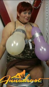 BDSM Balloon Play - My Master Often Has Crass Ideas and Today Bursting Balloons on My Tits and My Shaved Cunt