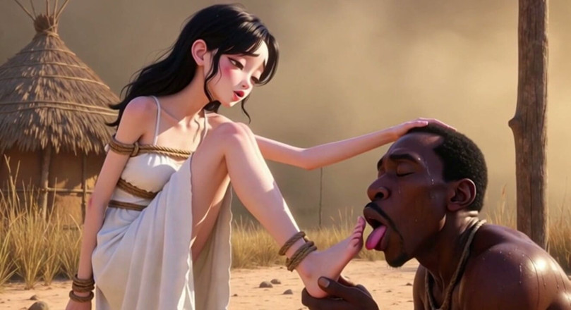 YOUR BEST FANTASY: Wanita kulit putih terikat di Afrika - pria Afrika menjilat kakinya
