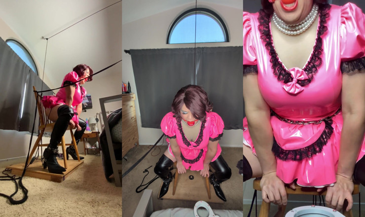 Sissy Candy: Sissy Candy in Self Bondage with Huge Dildos