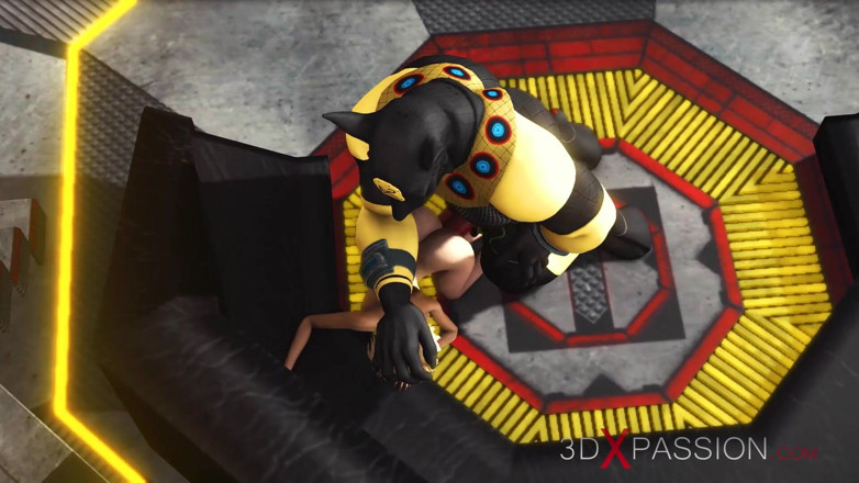 3dxpassion: Alien-sex! Eine heiße super-blondine wird von Anubis auf dem exoplaneten...