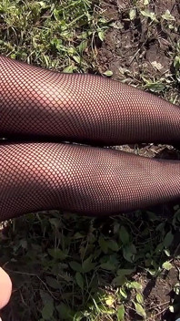 Sensual sex in the open air. Cum on legs