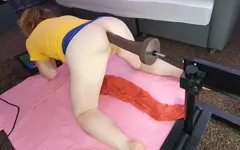 British MILF Ass Fucked by Big Henry Dildo on the Fucking Machine