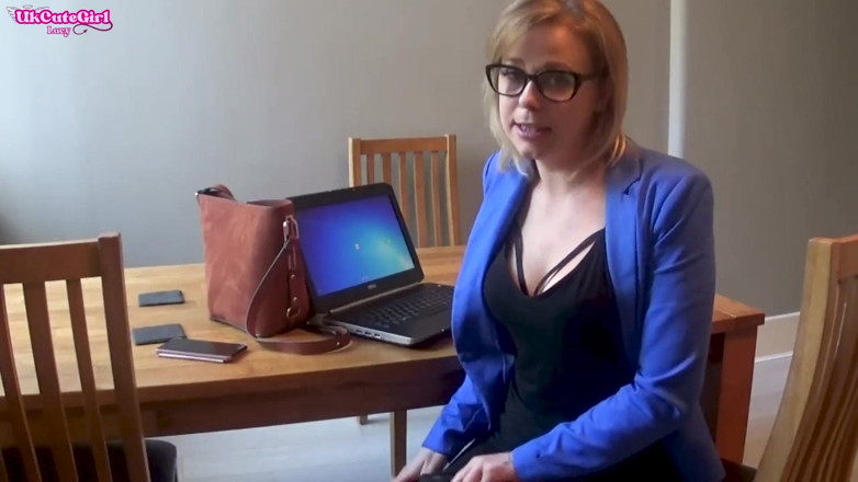 UKCuteGirl Lucy Lauren: Office Slut Seduces Her Boss for a Raise - Shameless Cock...