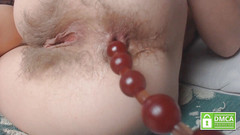 Miodelka: Close up playing with different. Pushing out anal beads without...