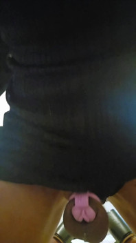 Sissygasm!! Sissy Crossdresser All Locked up in Cute Pink Chastity Cage with Realistic Clit Hole, She Cums Like a Slut