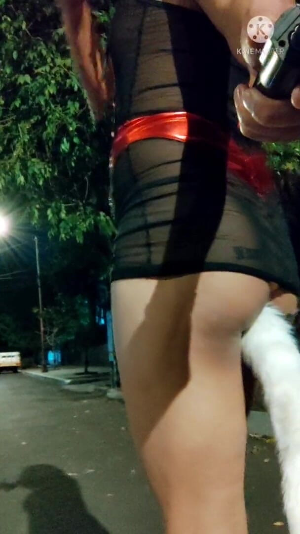Traviezisha: Si banci crossdresser jalan-jalan di jalanan malam-malam dengan ekor rubah...