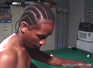 Gay show: Black hunks fucking each other on billiard table