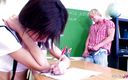 Full porn collection: Adolescente flaca cachonda es follada por compañeros de clase durante...