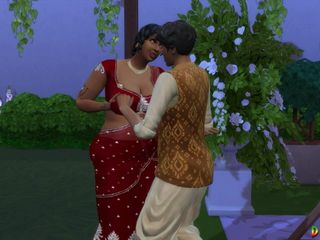 Desi Sims: La zia milf indiana lascia che Prakash giochi con il...