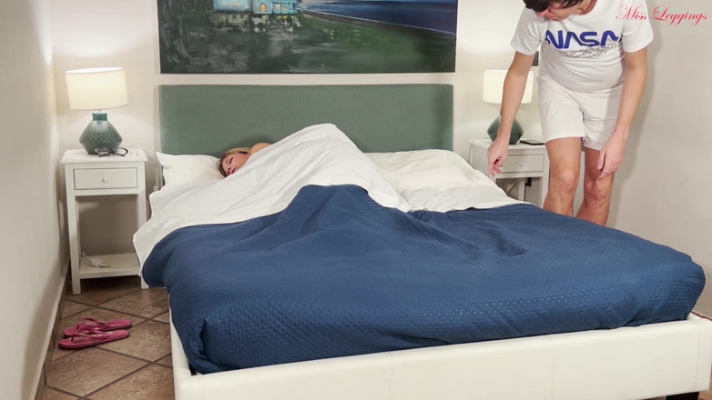 MissLeggings: Embarrassed Stepmother Has to Share a Hotel Bed with Her...