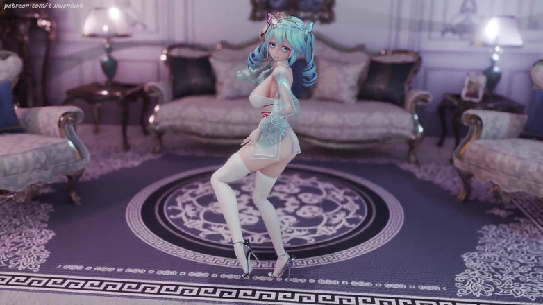 MikuMotion: 初音(g)i-dle - クイーンカード クイーン エロティック・ユニフォーム ストリップティーズ 巨大な胸が揺れる