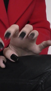 Lady Victoria Valente - Red Coat, Black Leather Pants, Beautiful Hands, Black Fingernails, Close-ups, JOI