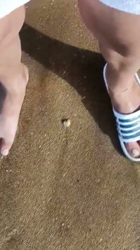 Feet and the Sea Extra Slowmotion - One Foot Barefoot and Foot in Slide - Great Feet in Sea
