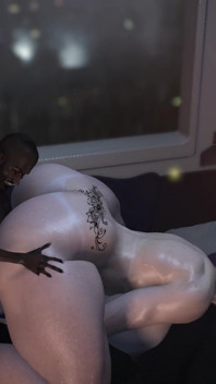 Piccolo fantasma nero contro ragazza gigante