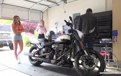 Two Horny Sluts Get Pissed on and Fucked by Biker