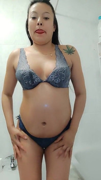 Pregnant Squirts in the Oil Shower