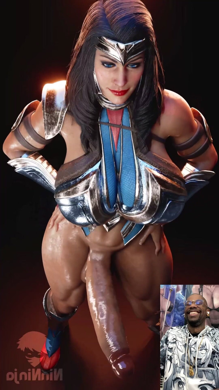 L6RD7BLU3 FUTA: Transgender wonder woman vinkar sin välsmakande fuktiga kuk framför ditt...