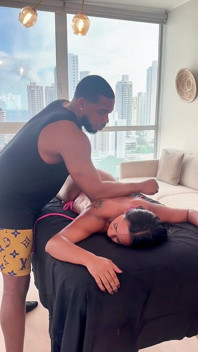 Family Taboo. Stepmom Receives Massage by Her Stepson with Risky Cum. Ep3