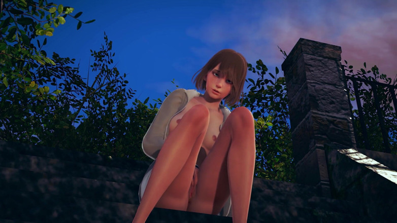 Waifu club 3D: Max masturbates her pussy in the back garden