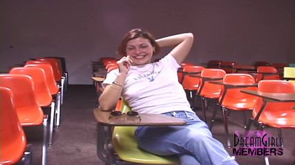 Dream Girls: Spreading pussy in a college classroom