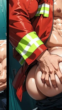 Pompieri obraznici au sex secret. Yaoi Hentai Animație.