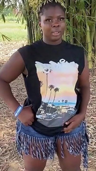 African Ebony Sexy Black Girl Dances in Public with Laughter