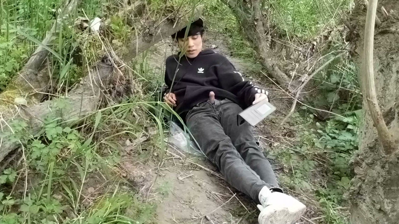 Jon Arteen: This Gay Twink Sticks His Cock Through His Fly to...