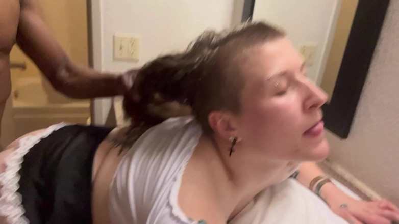 Thekookiejar: Naughty Maid Surprised by Black Cock