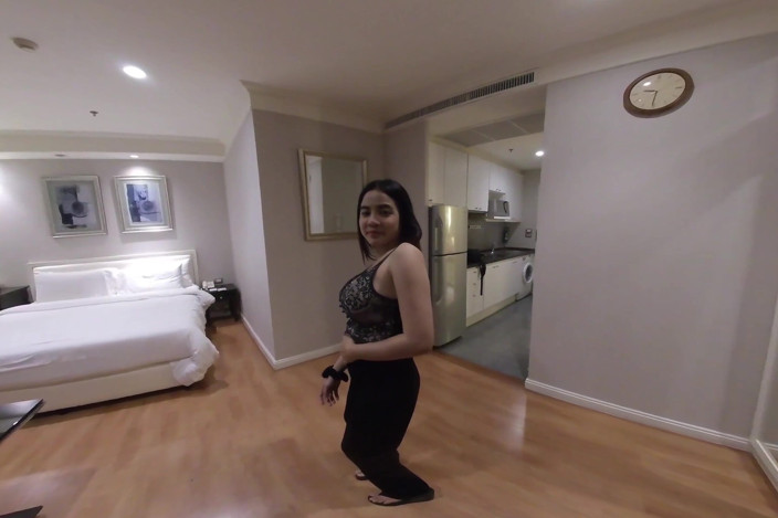JohnTronVR: Superskinny Thai Spinner Gets Her Begged Crampie