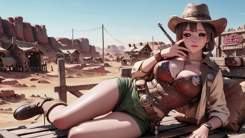 Seraphina Vale: Wild Western Rider! Leather Allure Under the Desert Heat.